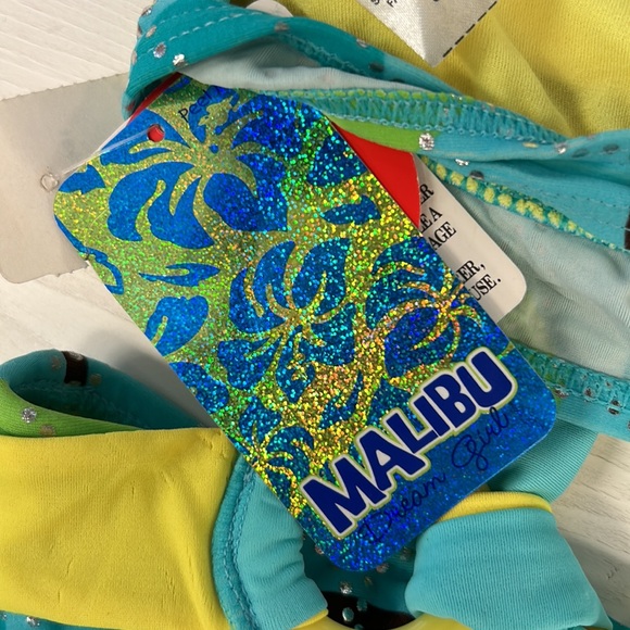 NWT MALIBU Blue/Brown Triangle Bikini - Picture 6 of 6